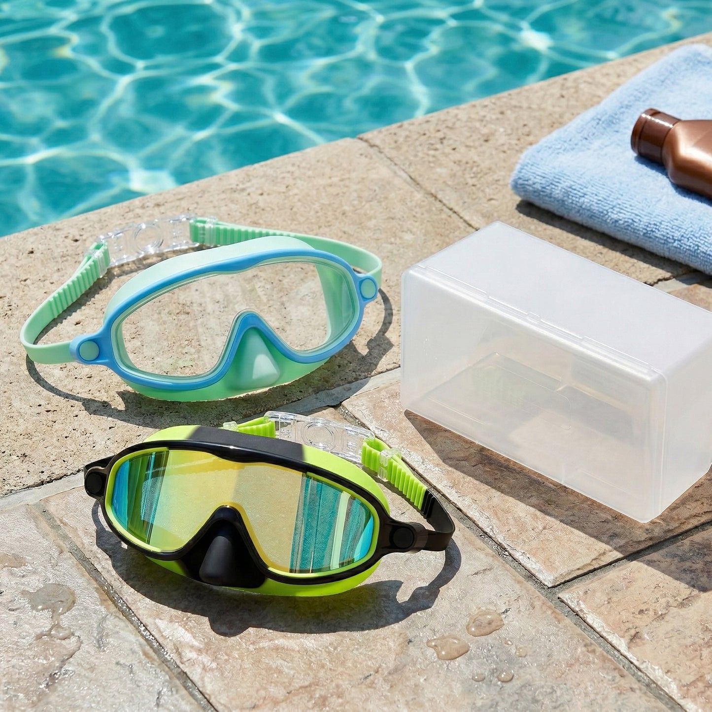 Dowellia Swim Goggles for Kids 6-14, 2 Pack Swimming Goggles Anti Fog & UV Protection Wide View No Leaking Kids Goggles for Swimming