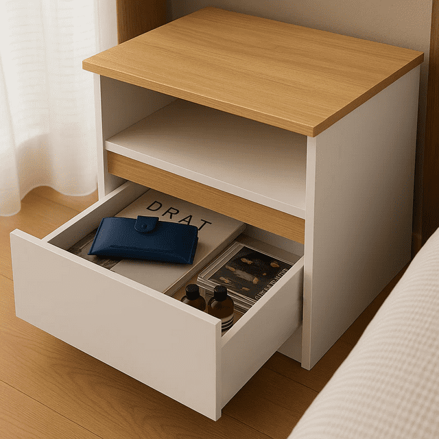2 Tier Nightstand with Drawer, End Table Sofa Side Table for Bedroom Living Room, White