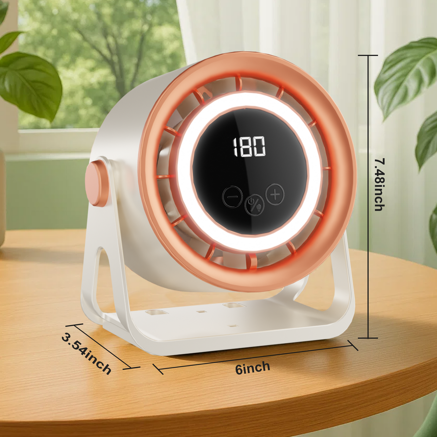 Desk Fan, Rechargeable Portable Fan with Digital Display, 180-Level Seamless Speed Control & 360 ° Rotation, 3-in-1 Air Circulation Fan for Bedroom, Office, Kitchen, Camping, Yellow&Orange