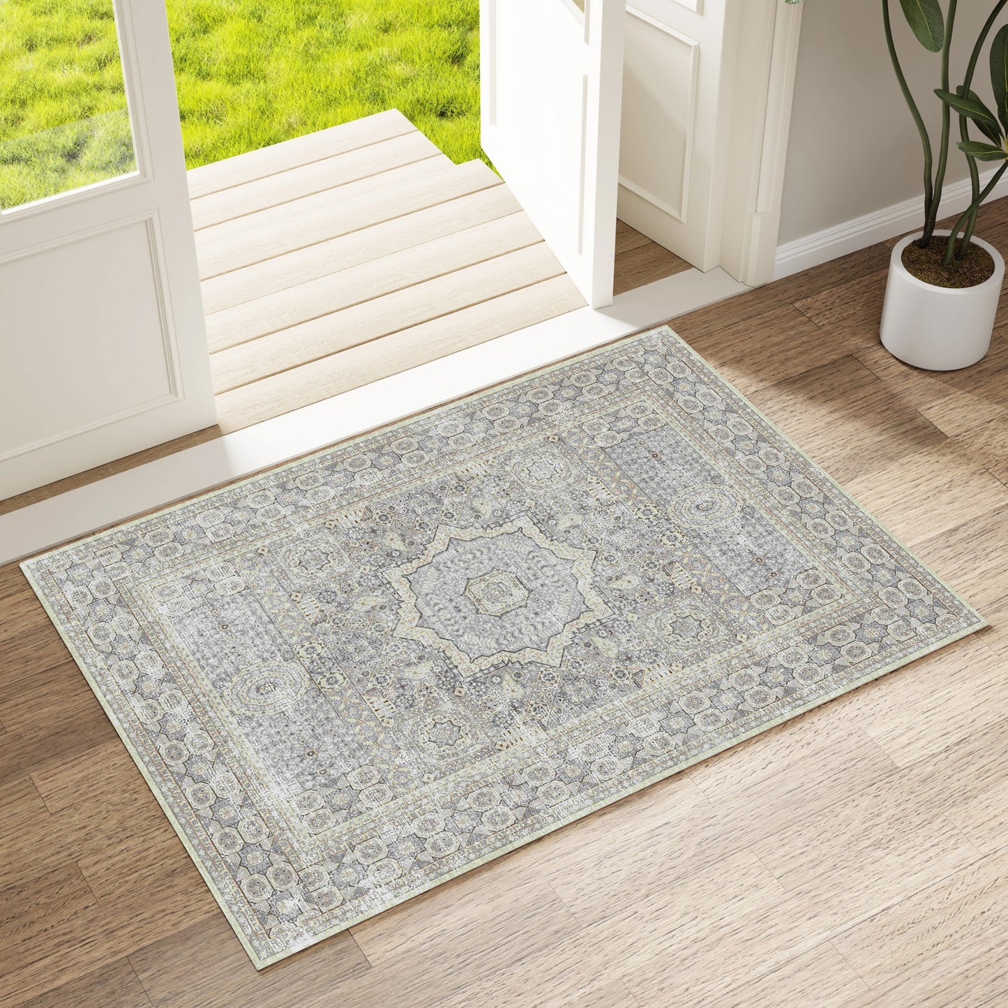 Area Rugs for Living Room 2'x 3' Machine Washable Vintage Print Large Throw Non Slip Bedroom Rugs