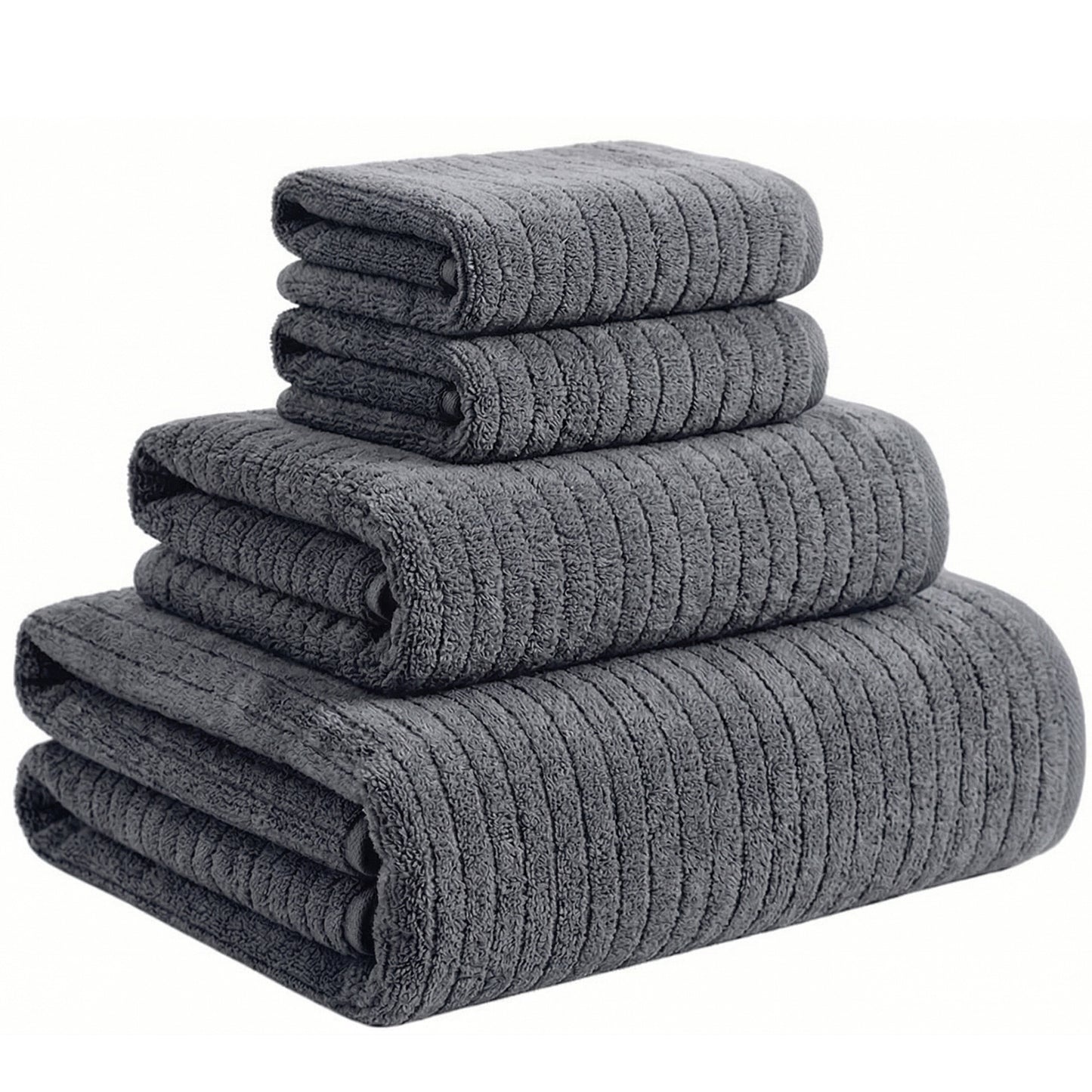 Dowellia 4 PCS Towels Set - 1 Bath Towel, 1 Hand Towel and 2 Washcloths, Highly Absorbent & Quick Dry, bathroom towels for home Spa Hotel Gym, Dark Gray