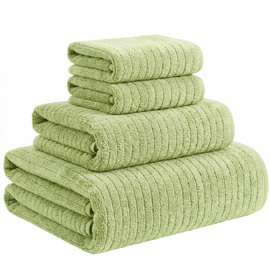 Dowellia 4 PCS Towels Set - 1 Bath Towel, 1 Hand Towel and 2 Washcloths, Highly Absorbent & Quick Dry, bathroom towels for Home Spa Hotel Gym, Green