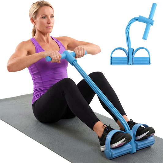 Dowellia Pedal Resistance Bands with Handles, Upgrade 6-Tubes Fitness Stretching Bands for Exercise Abdomen, Waist, Arm, Leg, Multifunction Workout Equipment for Home Gym Equipment, Blue