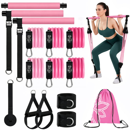 Dowellia Pilates Bar Kit with Resistance Bands, Pilates Workout Equipment for Legs,Hip,Waist and Arm, Exercise Fitness Equipment for Women & Men