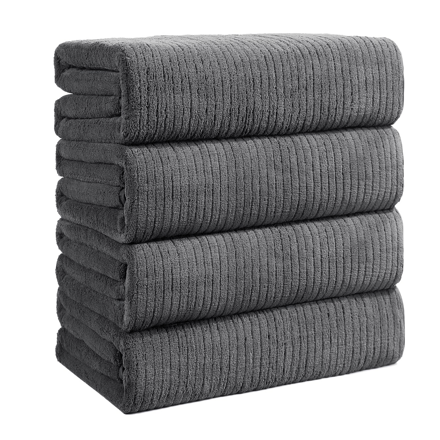 Dowellia 4 Pack Bath Towels Set, 28"x 55" Large Bath Sheets, Highly Absorbent & Quick Dry, Soft Microfiber Towels for Bathroom Spa Hotel Gym, Dark Gray Stripe