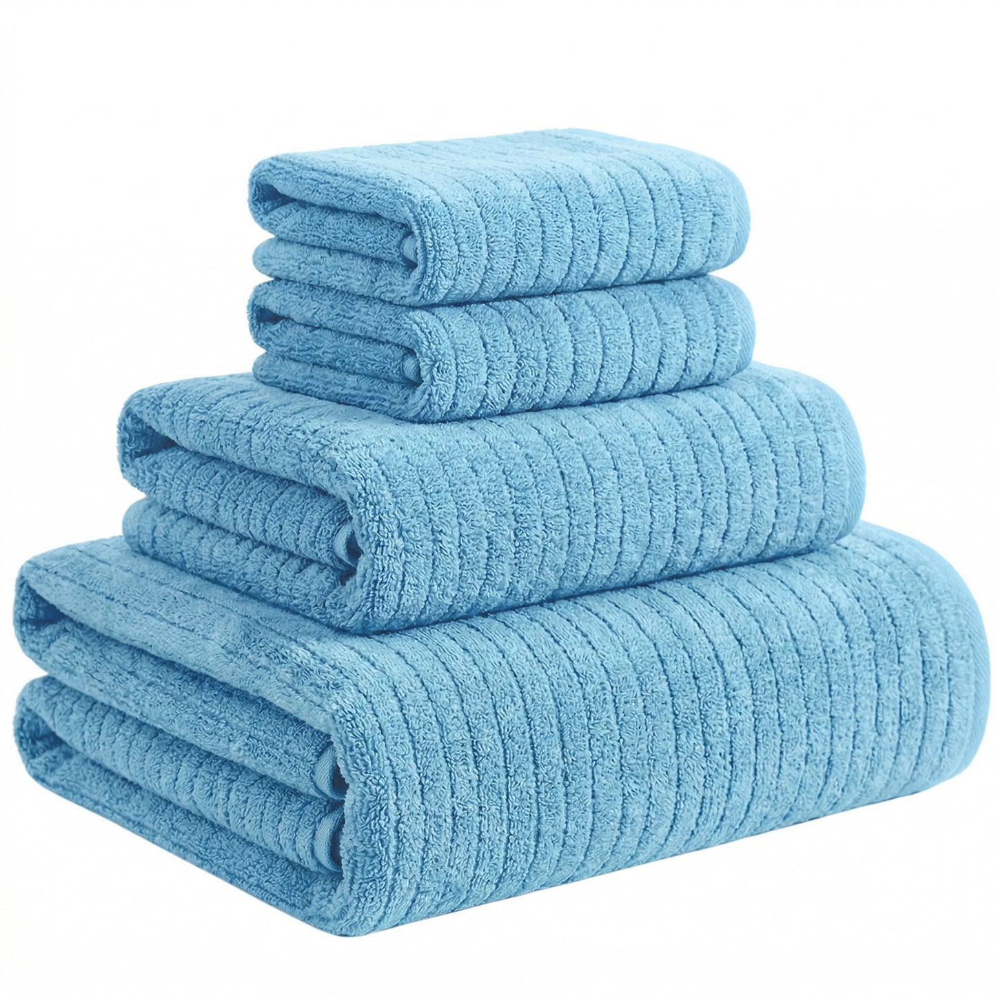 Dowellia 4 PCS Towels Set - 1 Bath Towel, 1 Hand Towel, 2 Washcloths, Highly Absorbent & Quick Dry, bathroom towels for home Spa Hotel Gym, Blue