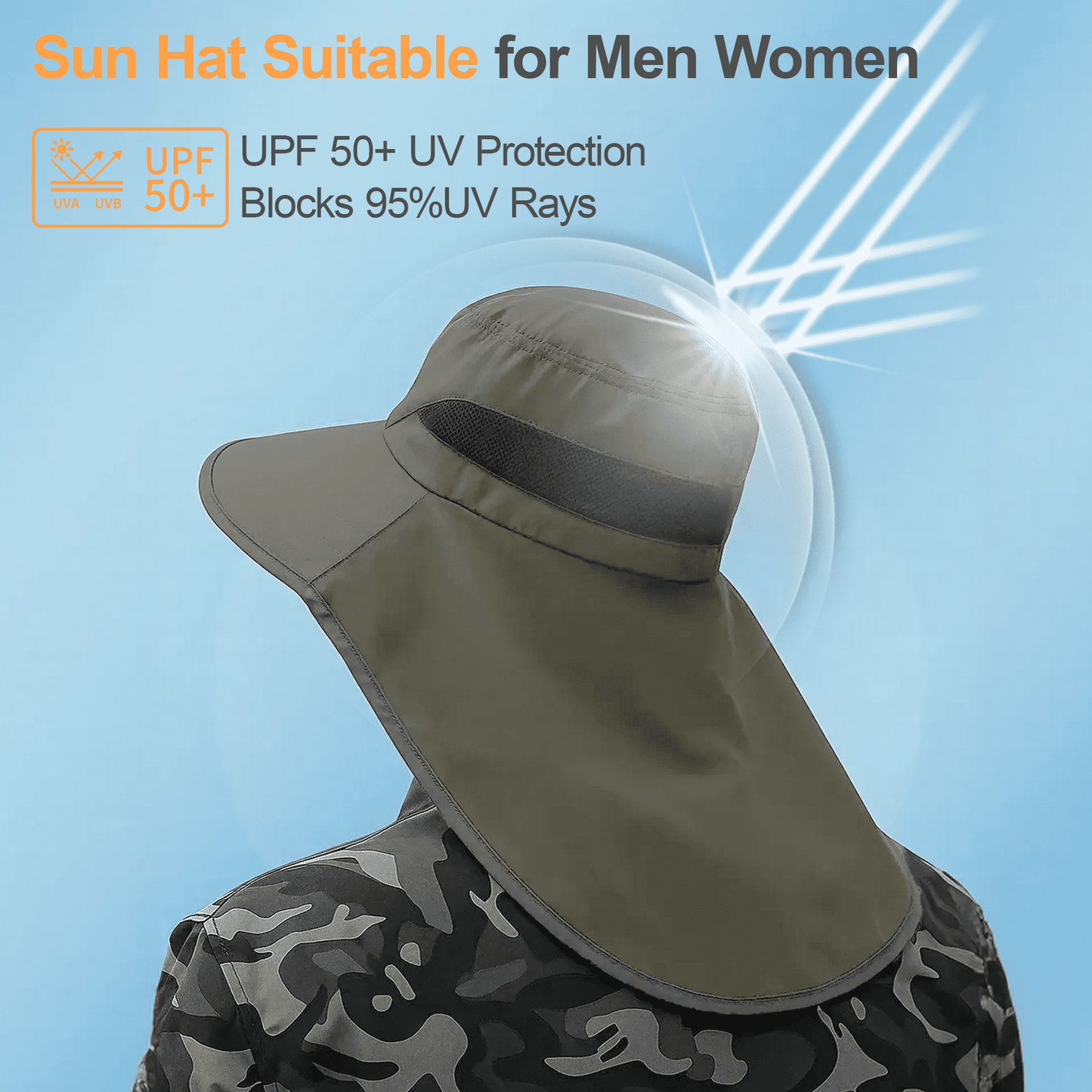 Sun Hats, Breathable Wide Brim Fishing Hat, UPF 50+ UV Protection Bucket Hat with Neck Flap and Removable Face Cover for Fishing Hiking Men Women, Army Green (No ratings yet)