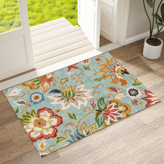 Floral Door Mat Indoor Entrance, Farmhouse Area Rug 2x3 Entryway Rug Non-Slip Washable Front Door Mat Soft Low Pile Throw Rug for Entryway,Red
