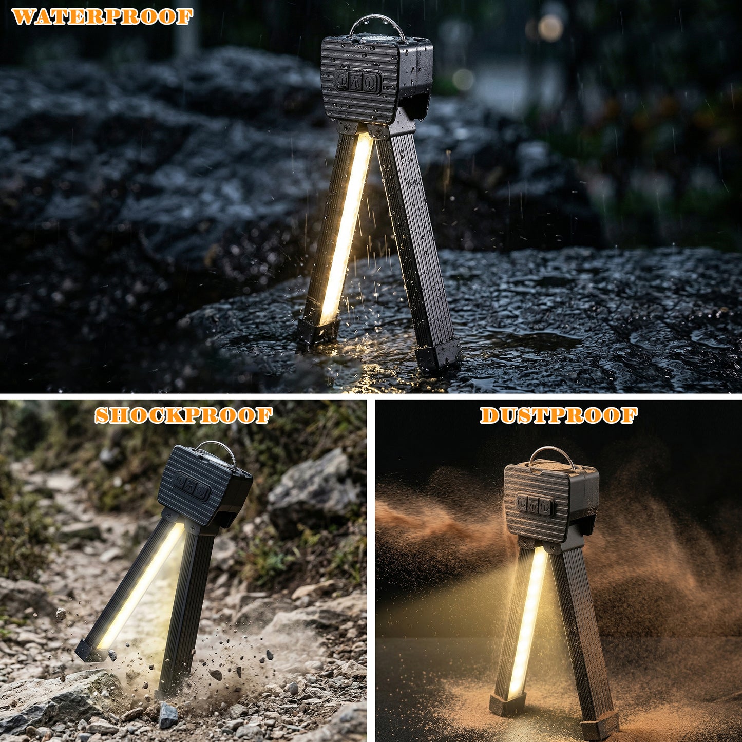 Dowellia Gym Lamp, Portable Gym Lighting for Posing, Magnetic Work Light Rechargeable, 180° Rotate Foldable Camping Lamp with Hang Hook, USB Power Bank LED Handheld Flashlight-Black