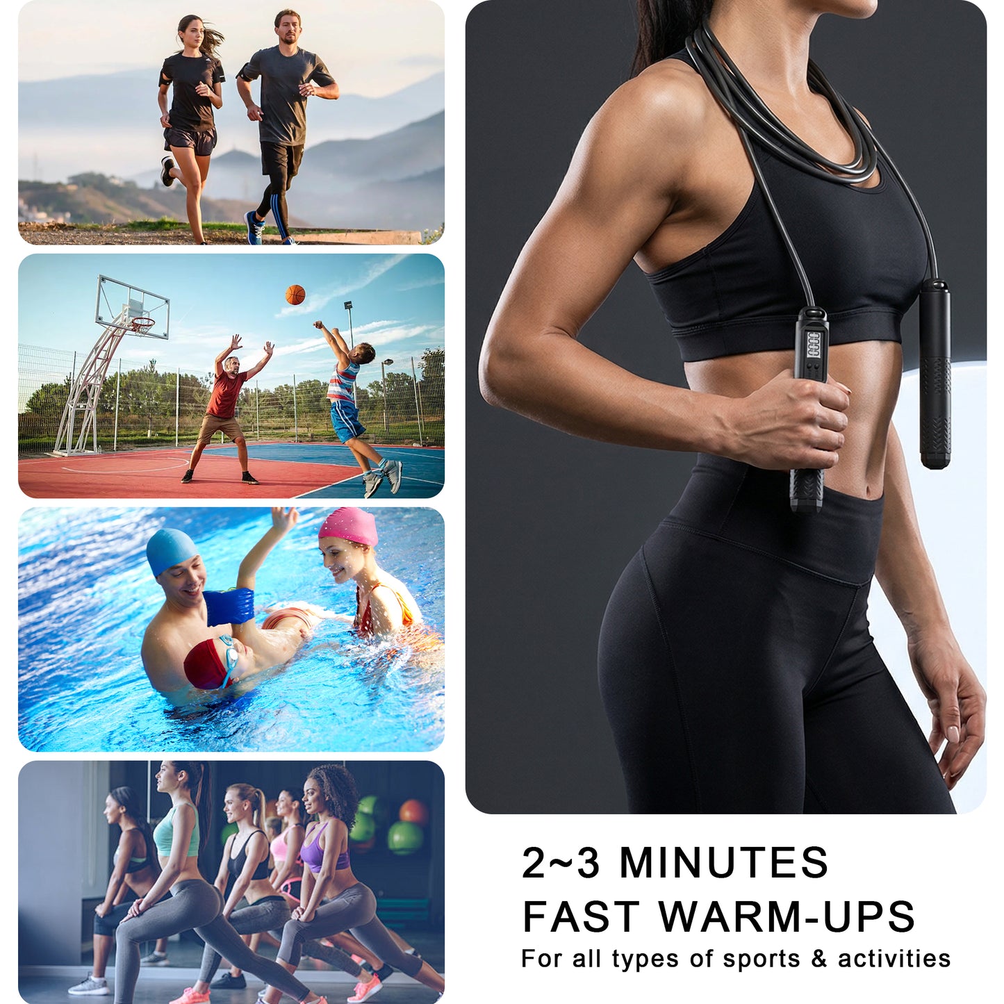 Dowellia Jump Rope with Counter, 2-in-1 Corded & Cordless Skipping Rope with LCD Display, 4 Modes and Adjustable Length, Weighted Jump Rope for Kids Women Men, Black
