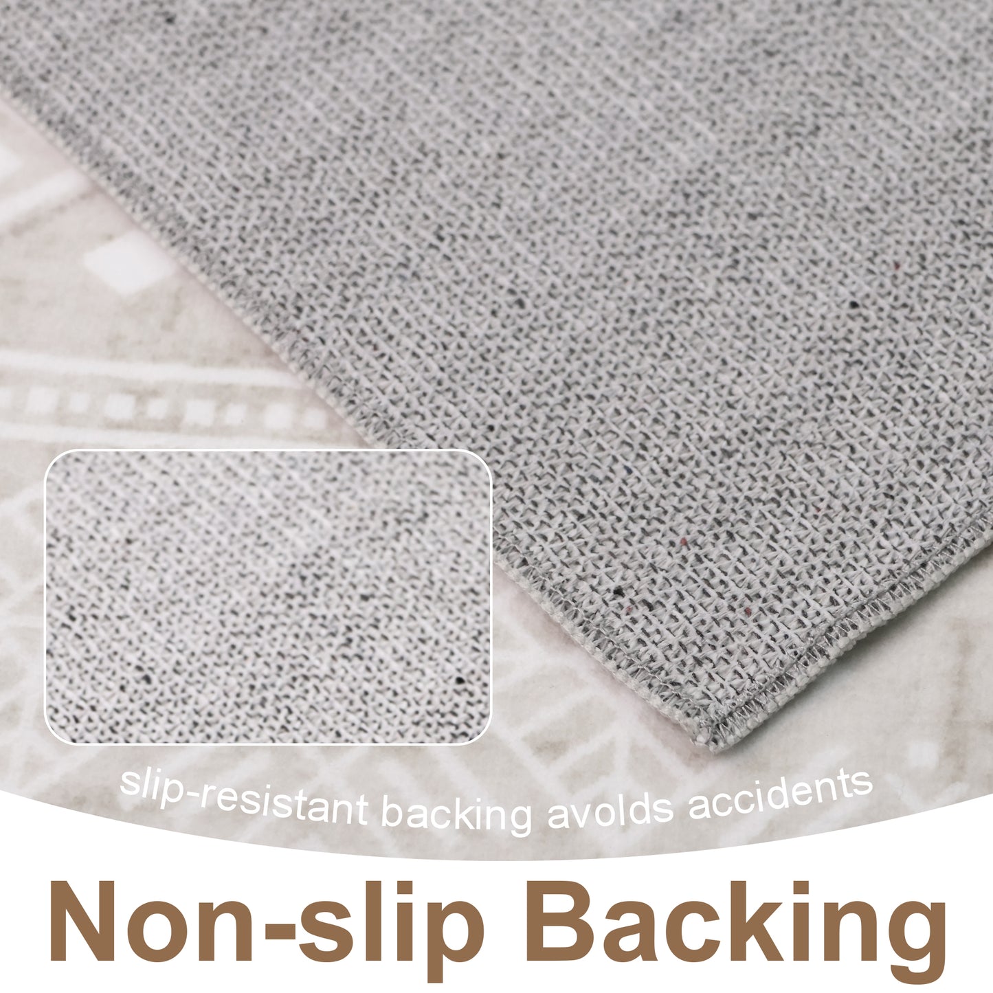 Area Rug 5x7 Khaki, Washable Boho Large Living Room Rugs Non-Slip, Ultra Soft Geometric Traditional Farmhouse Carpet for Dining Room Bedroom Dorm Office Home Décor
