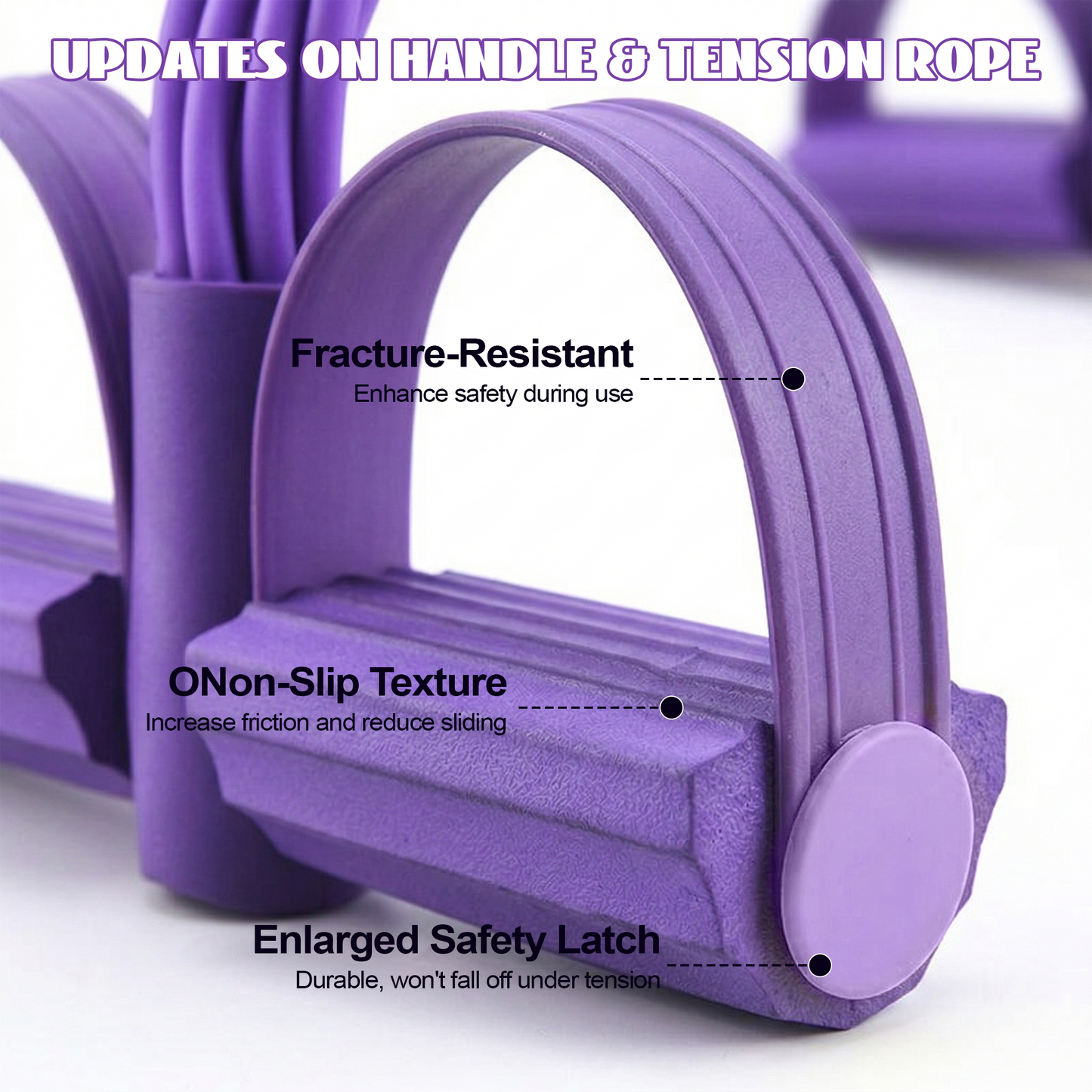Dowellia Pedal Resistance Bands with Handles, Upgrade 6-Tubes Fitness Stretching Bands for Exercise Abdomen, Waist, Arm, Leg, Multifunction Workout Equipment for Home Gym Equipment, Purple