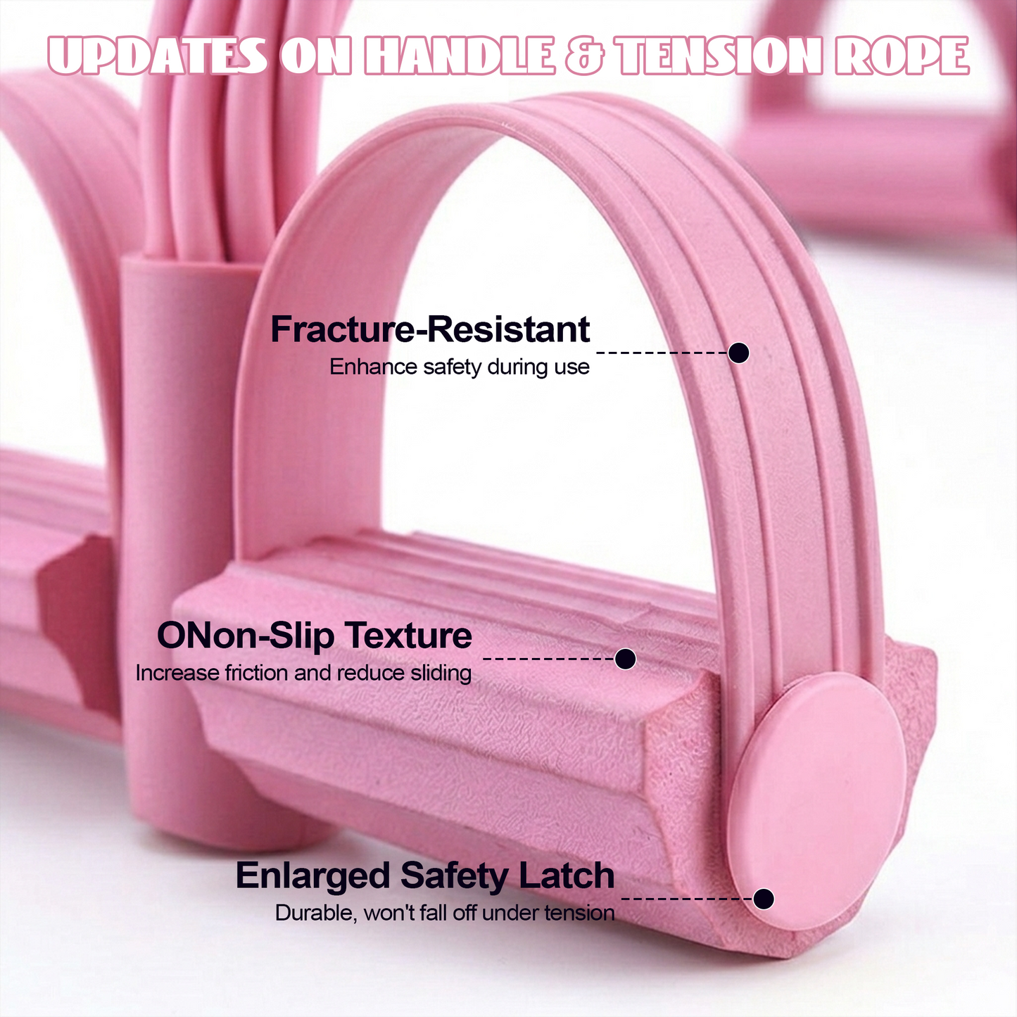 Dowellia Pedal Resistance Bands with Handles, Upgrade 6-Tubes Fitness Stretching Bands for Exercise Abdomen, Waist, Arm, Leg, Multifunction Workout Equipment for Home Gym Equipment, Pink