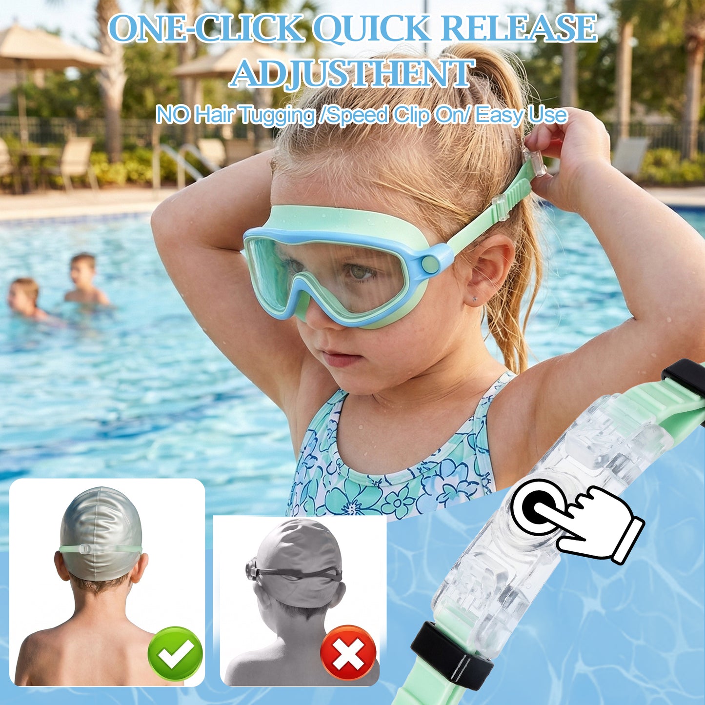 Dowellia Swim Goggles for Kids 6-14, 2 Pack Swimming Goggles Anti Fog & UV Protection Wide View No Leaking Kids Goggles for Swimming
