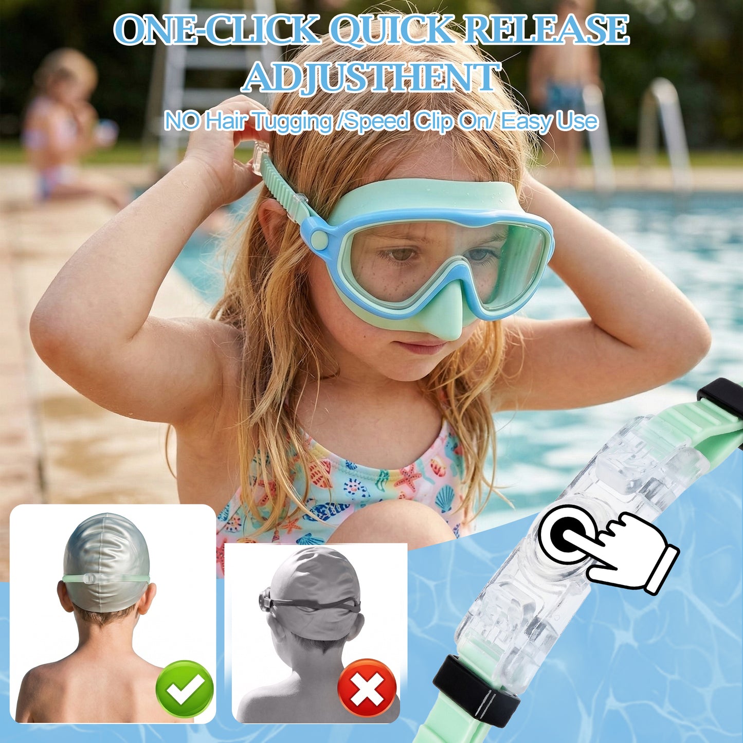 Dowellia Swim Goggles for Kids 6-14, 2 Pack Swimming Goggles Anti Fog & UV Protection Wide View No Leaking Kids Goggles for Swimming