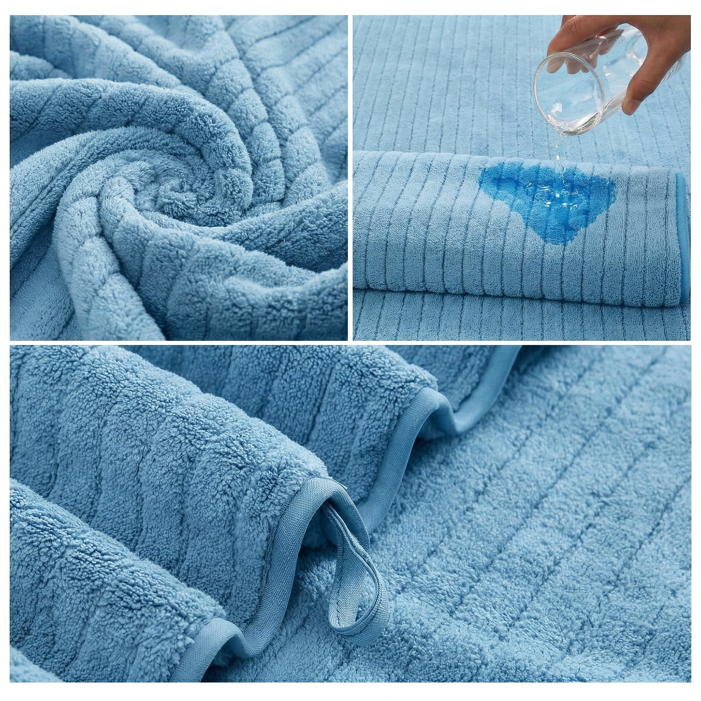 Dowellia 4 Pack Bath Towels Set, 28"x 55" Large Bath Sheets, Highly Absorbent & Quick Dry, Soft Microfiber Towels for Bathroom Spa Hotel Gym, Blue Stripe