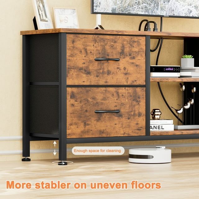 Dowellia TV Stand with 4 Drawers, 43 inch Entertainment Center with Open Shelves, Media Center for 50" TV, Television Stand for Bedroom, Living Room