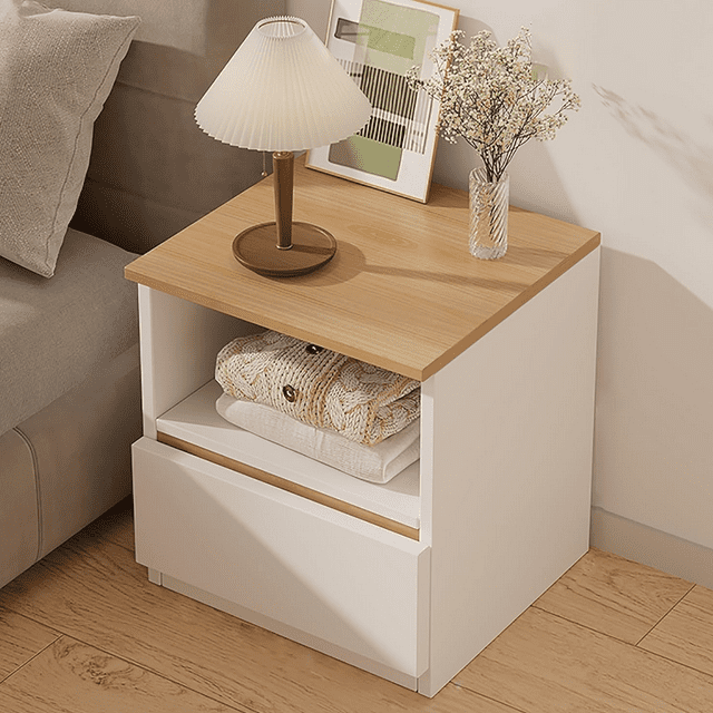 2 Tier Nightstand with Drawer, End Table Sofa Side Table for Bedroom Living Room, White