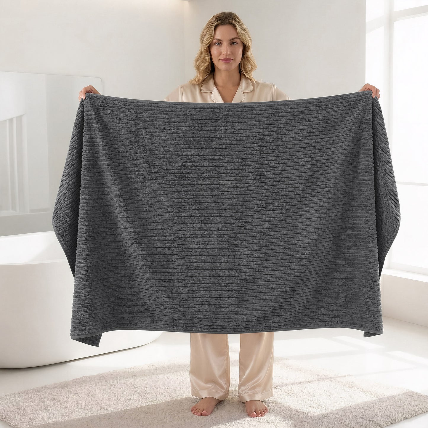Dowellia 4 PCS Towels Set - 1 Bath Towel, 1 Hand Towel and 2 Washcloths, Highly Absorbent & Quick Dry, bathroom towels for home Spa Hotel Gym, Dark Gray