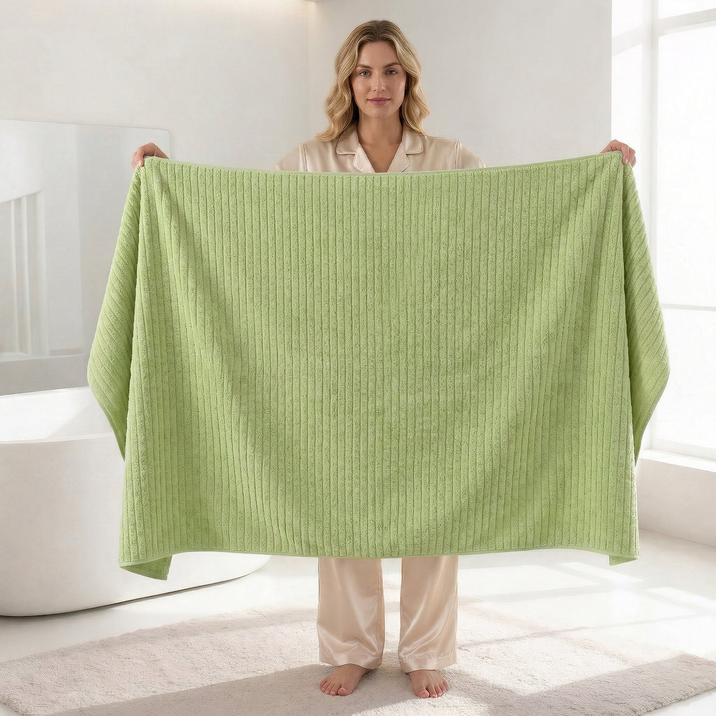 Dowellia 4 PCS Towels Set - 1 Bath Towel, 1 Hand Towel and 2 Washcloths, Highly Absorbent & Quick Dry, bathroom towels for Home Spa Hotel Gym, Green