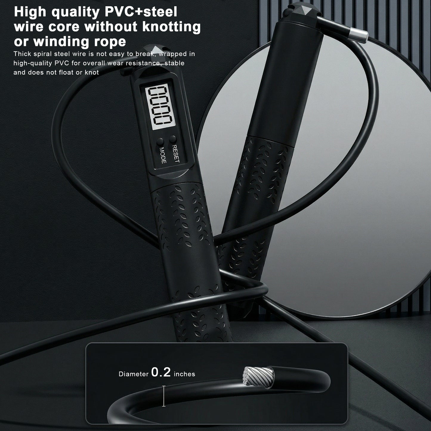 Dowellia Jump Rope with Counter, 2-in-1 Corded & Cordless Skipping Rope with LCD Display, 4 Modes and Adjustable Length, Weighted Jump Rope for Kids Women Men, Black
