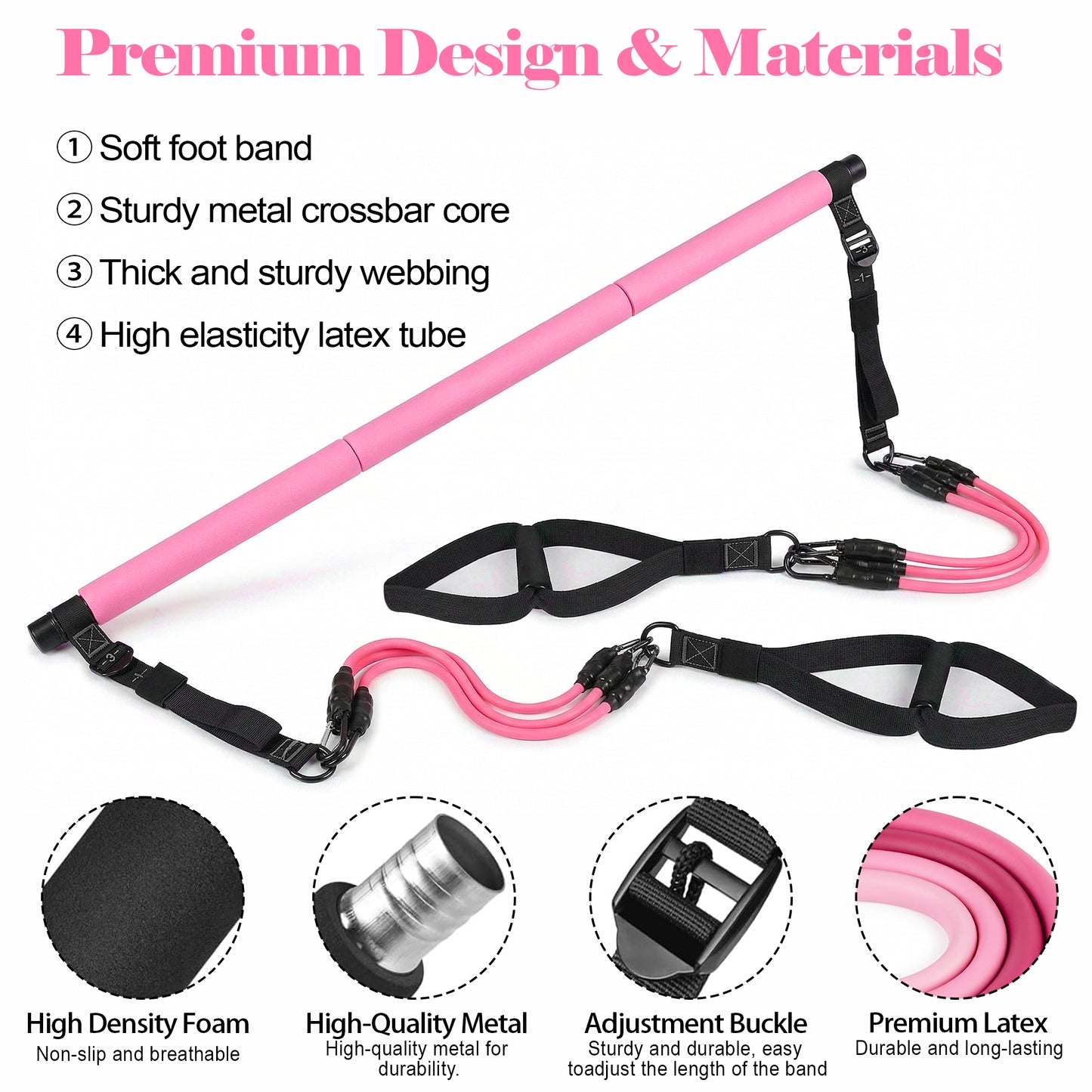 Dowellia Pilates Bar Kit with Resistance Bands, Pilates Workout Equipment for Legs,Hip,Waist and Arm, Exercise Fitness Equipment for Women & Men