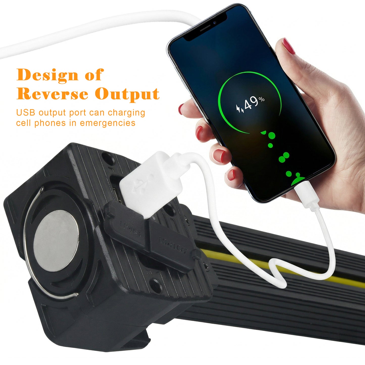 Dowellia Gym Lamp, Portable Gym Lighting for Posing, Magnetic Work Light Rechargeable, 180° Rotate Foldable Camping Lamp with Hang Hook, USB Power Bank LED Handheld Flashlight-Black
