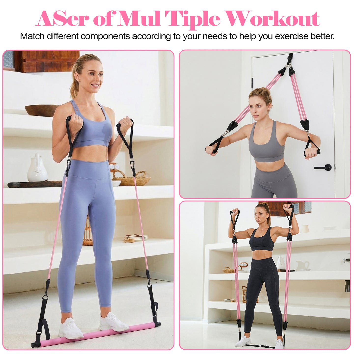 Dowellia Pilates Bar Kit with Resistance Bands, Pilates Workout Equipment for Legs,Hip,Waist and Arm, Exercise Fitness Equipment for Women & Men