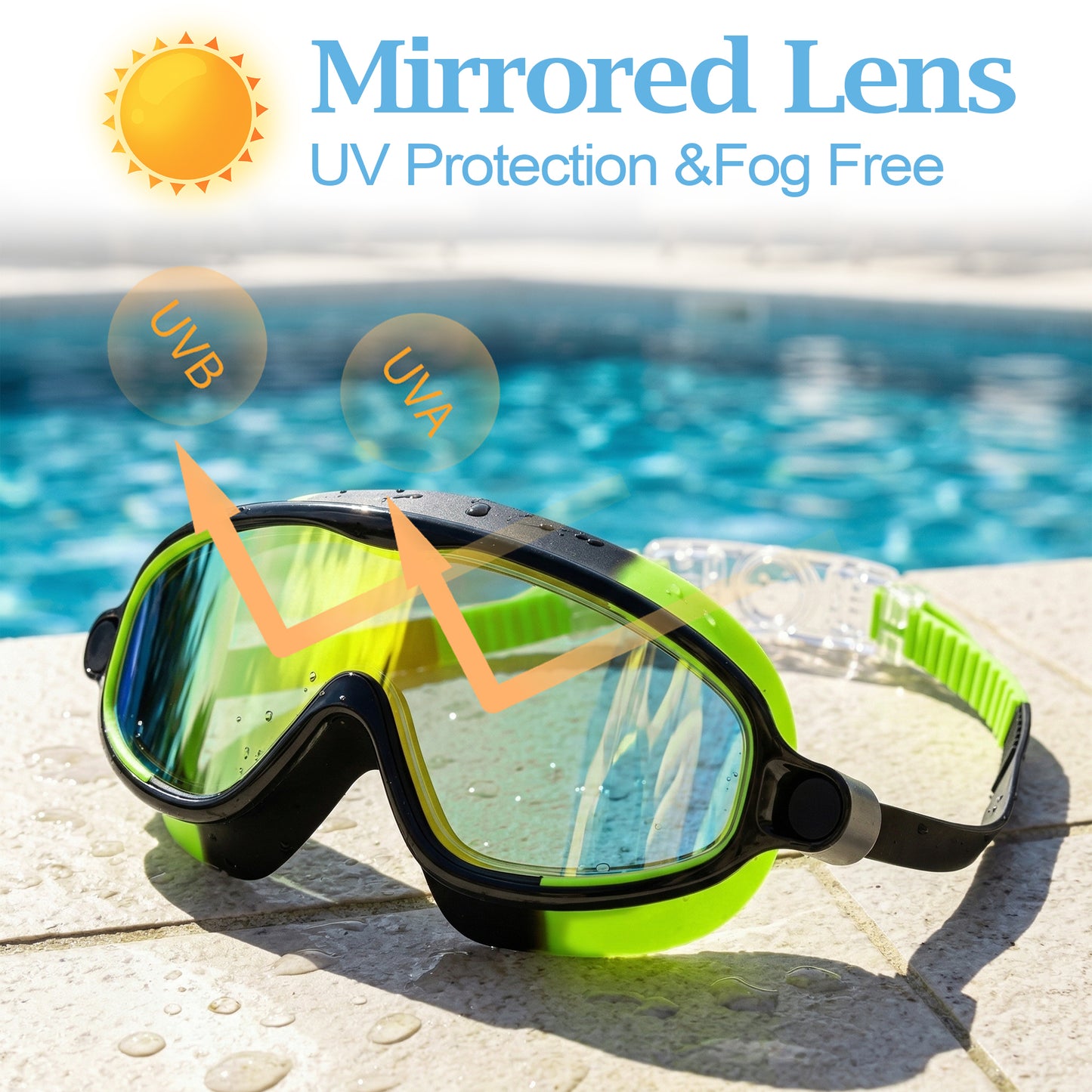Dowellia Swim Goggles for Kids 6-14, 2 Pack Swimming Goggles Anti Fog & UV Protection Wide View No Leaking Kids Goggles for Swimming