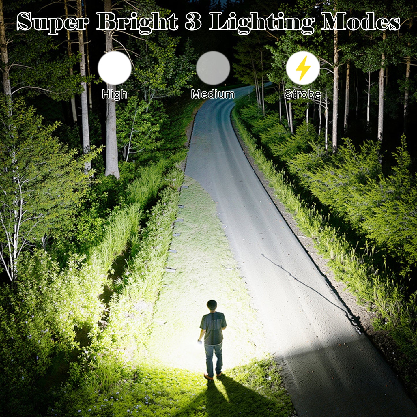 Dowellia Rechargeable Flashlight High Lumens Portable Flash Light with LCD Digital Display, 3 Modes, Waterproof Zoomable Torch for Hiking Camping Emergency Home and Outdoor Use