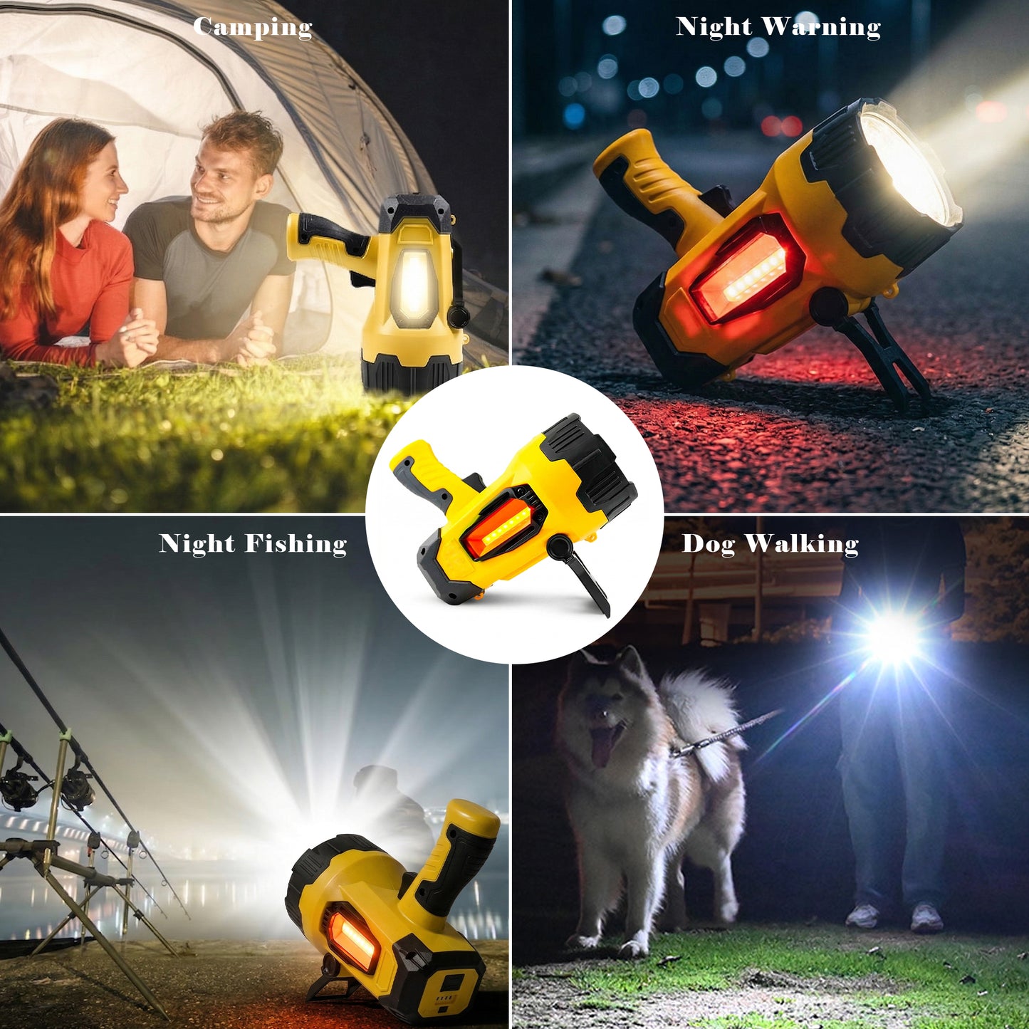 Dowellia Flashlight, 500 Lumen Rechargeable Spotlight Flashlight, 4000mAh High Power LED Handheld Spotlight with 7 Modes, Waterproof for Hiking Camping Hunting Emergency