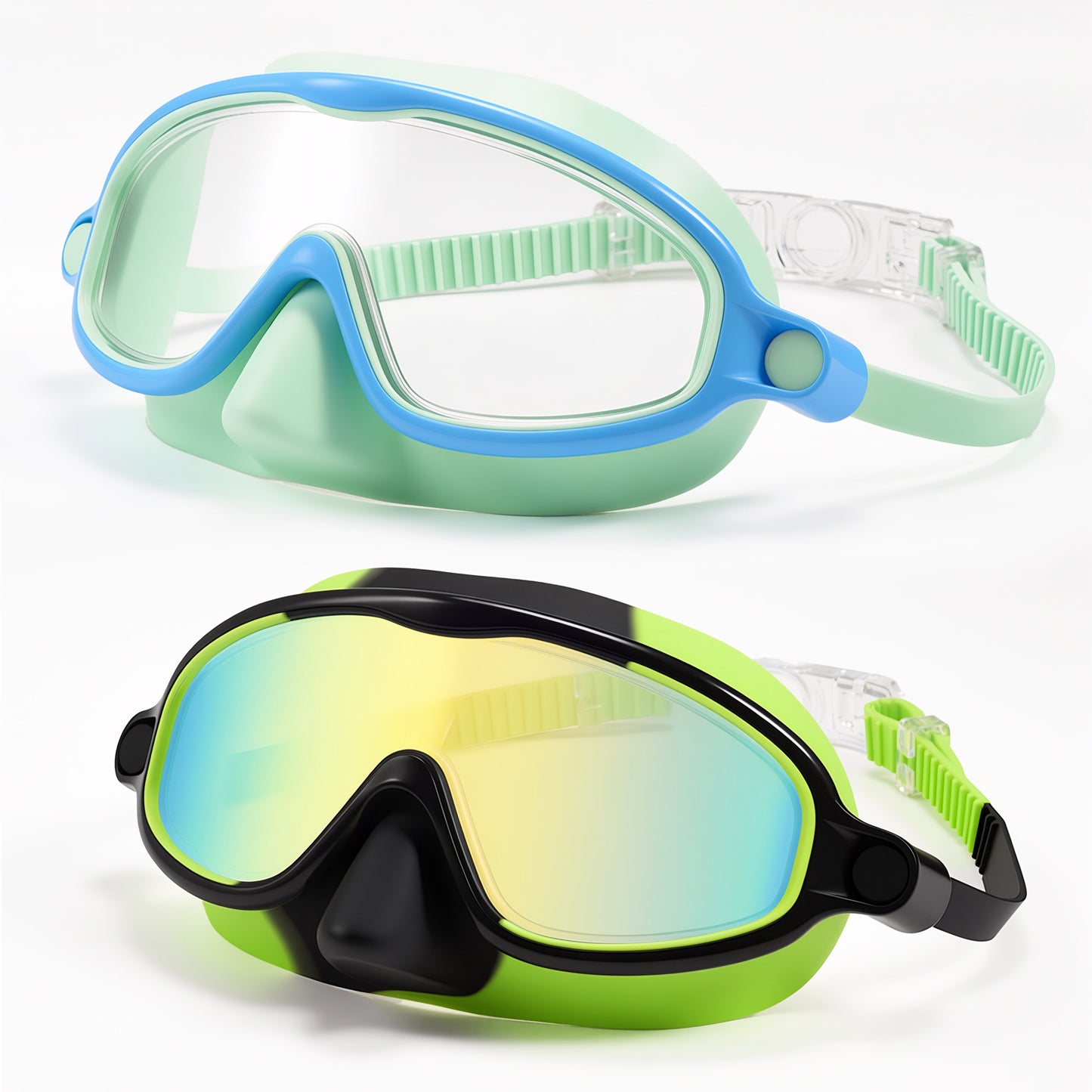 Dowellia Swim Goggles for Kids 6-14, 2 Pack Swimming Goggles Anti Fog & UV Protection Wide View No Leaking Kids Goggles for Swimming