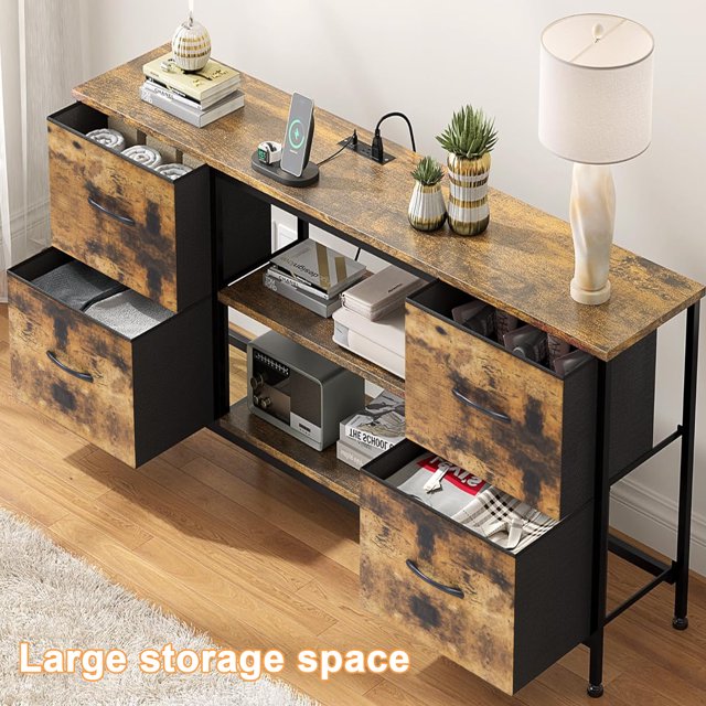 Dowellia TV Stand with 4 Drawers, 43 inch Entertainment Center with Open Shelves, Media Center for 50" TV, Television Stand for Bedroom, Living Room