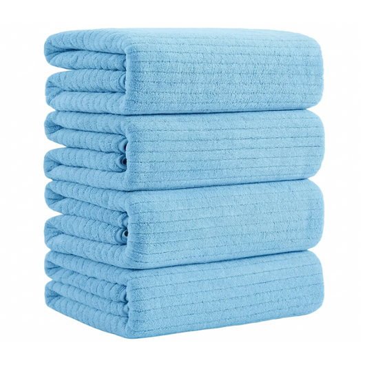 Dowellia 4 Pack Bath Towels Set, 28"x 55" Large Bath Sheets, Highly Absorbent & Quick Dry, Soft Microfiber Towels for Bathroom Spa Hotel Gym, Blue Stripe