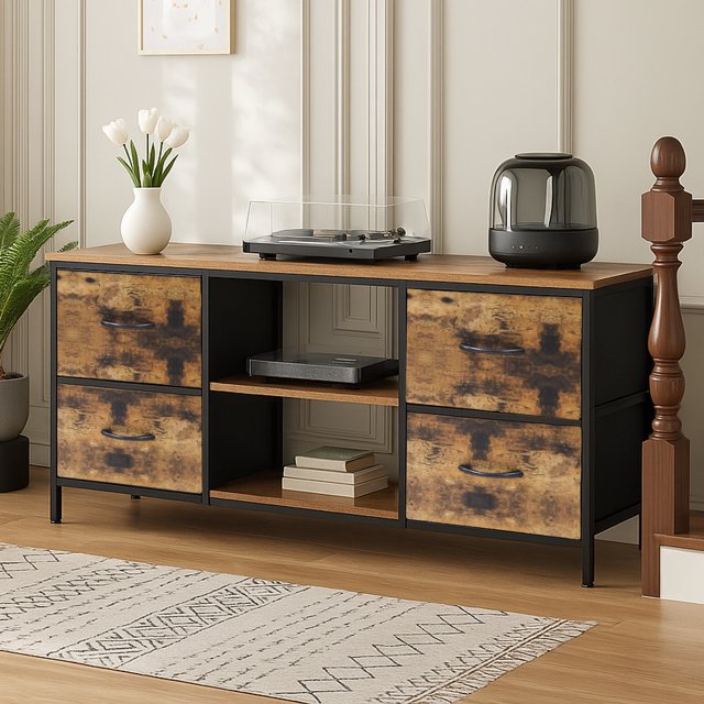 Dowellia TV Stand with 4 Drawers, 43 inch Entertainment Center with Open Shelves, Media Center for 50" TV, Television Stand for Bedroom, Living Room
