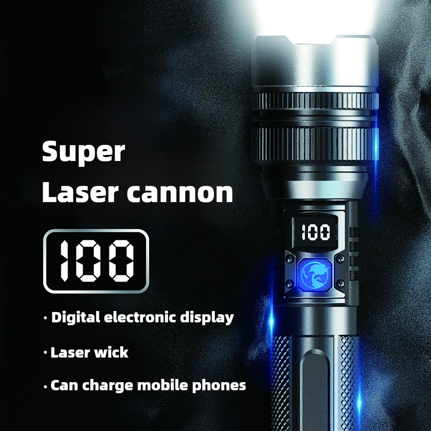 Dowellia Rechargeable Flashlight High Lumens Portable Flash Light with LCD Digital Display, 3 Modes, Waterproof Zoomable Torch for Hiking Camping Emergency Home and Outdoor Use, 2 Pack