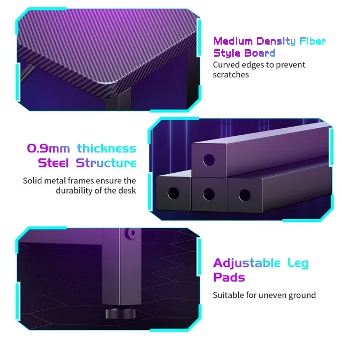 L Shaped Desk Gaming Desk with Power Outlet, 42 inch Reversible L Shaped Computer Table with Shelf & Storage Bag & Hook for Home Office, Black